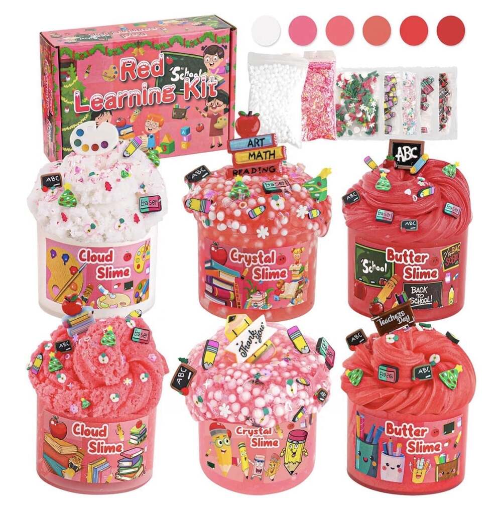 6 Packs Gradient Red Slime Kit 360 ML Non-Stick - Red Learning Kit
